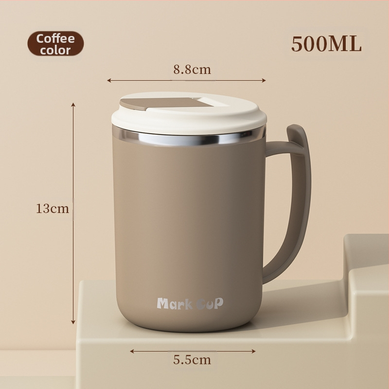 Gyárilag közvetlen szállítású, magas színű, 304 rozsdamentes acélból készült kávésbögre, tealefolyóval és fedéllel ellátott irodai bögregenerációval