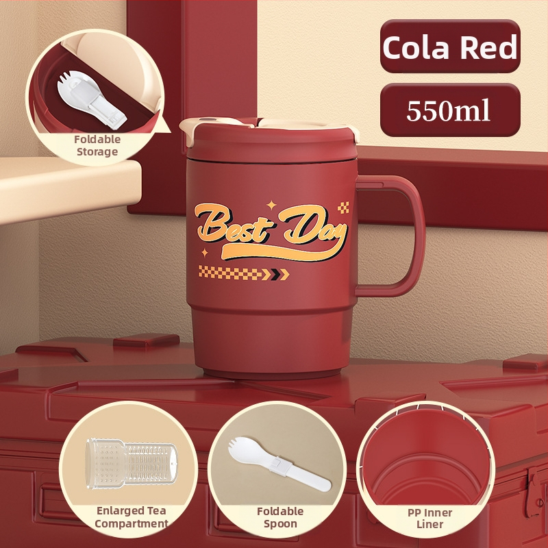 Gyárilag közvetlen szállítású, magas színű, 304 rozsdamentes acélból készült kávésbögre, tealefolyóval és fedéllel ellátott irodai bögregenerációval