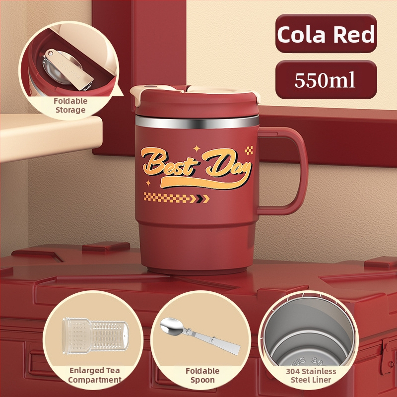 Gyárilag közvetlen szállítású, magas színű, 304 rozsdamentes acélból készült kávésbögre, tealefolyóval és fedéllel ellátott irodai bögregenerációval