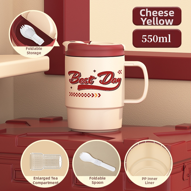 Gyárilag közvetlen szállítású, magas színű, 304 rozsdamentes acélból készült kávésbögre, tealefolyóval és fedéllel ellátott irodai bögregenerációval