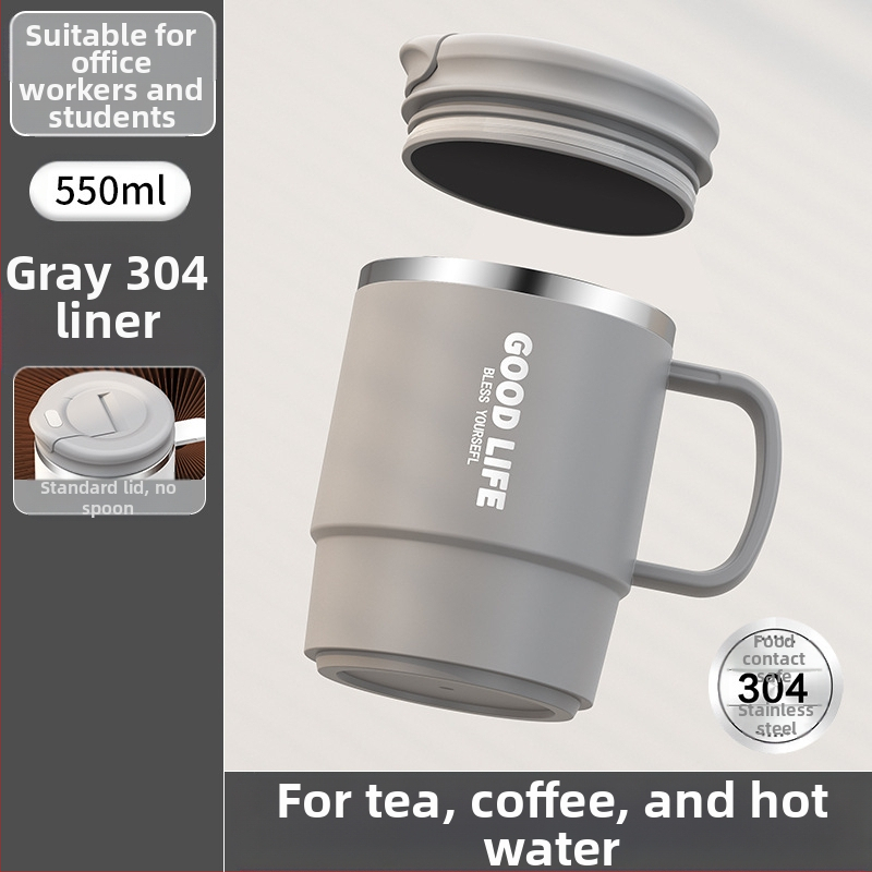 Gyárilag közvetlen szállítású, magas színű, 304 rozsdamentes acélból készült kávésbögre, tealefolyóval és fedéllel ellátott irodai bögregenerációval