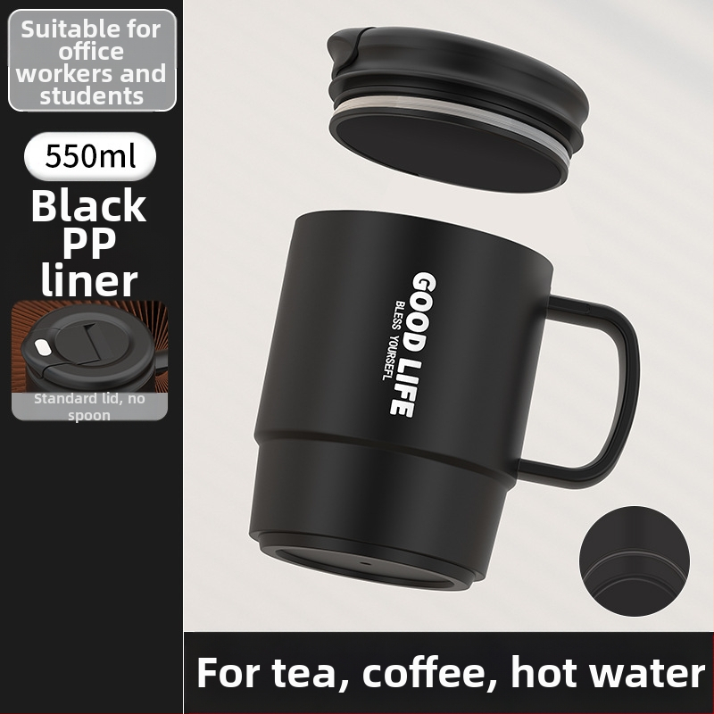 Gyárilag közvetlen szállítású, magas színű, 304 rozsdamentes acélból készült kávésbögre, tealefolyóval és fedéllel ellátott irodai bögregenerációval