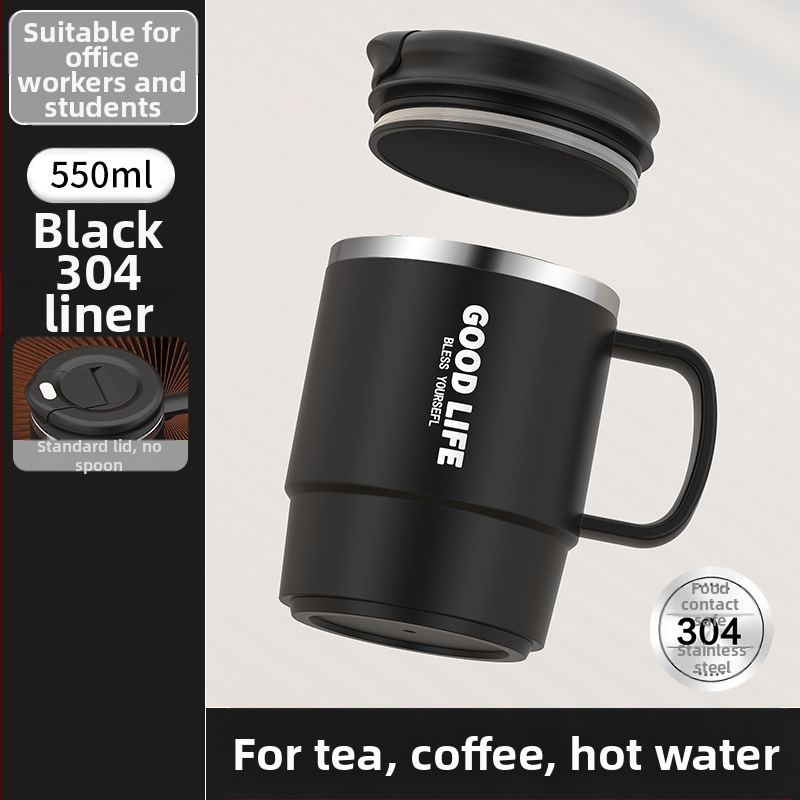 Gyárilag közvetlen szállítású, magas színű, 304 rozsdamentes acélból készült kávésbögre, tealefolyóval és fedéllel ellátott irodai bögregenerációval