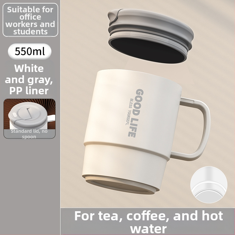 Gyárilag közvetlen szállítású, magas színű, 304 rozsdamentes acélból készült kávésbögre, tealefolyóval és fedéllel ellátott irodai bögregenerációval