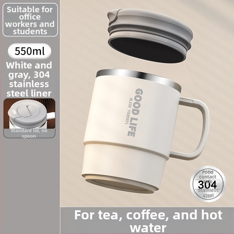 Gyárilag közvetlen szállítású, magas színű, 304 rozsdamentes acélból készült kávésbögre, tealefolyóval és fedéllel ellátott irodai bögregenerációval