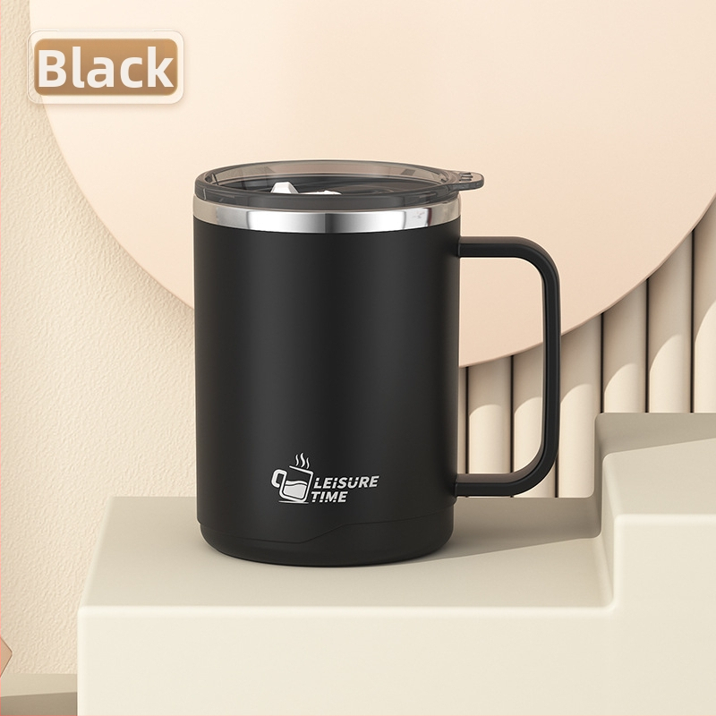 Gyárilag közvetlen szállítású, magas színű, 304 rozsdamentes acélból készült kávésbögre, tealefolyóval és fedéllel ellátott irodai bögregenerációval