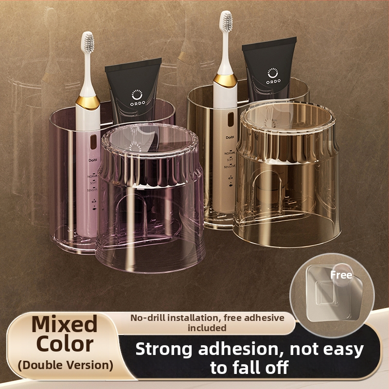 Modernus paprastas elektrinis dantų šepetėlių laikymo stovas, dantų puodelių laikiklis, pakabinamas ant sienos, tualeto plovimo puodelis, burnos skalavimo puodelis, dantų bakelio stovas