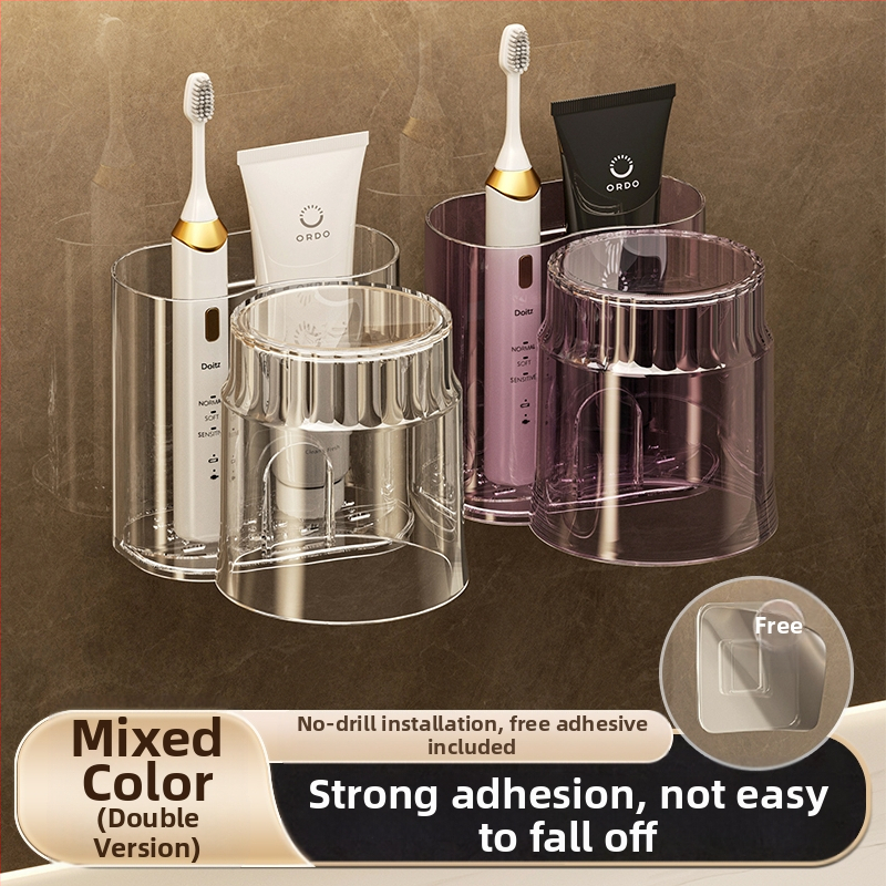 Modernus paprastas elektrinis dantų šepetėlių laikymo stovas, dantų puodelių laikiklis, pakabinamas ant sienos, tualeto plovimo puodelis, burnos skalavimo puodelis, dantų bakelio stovas