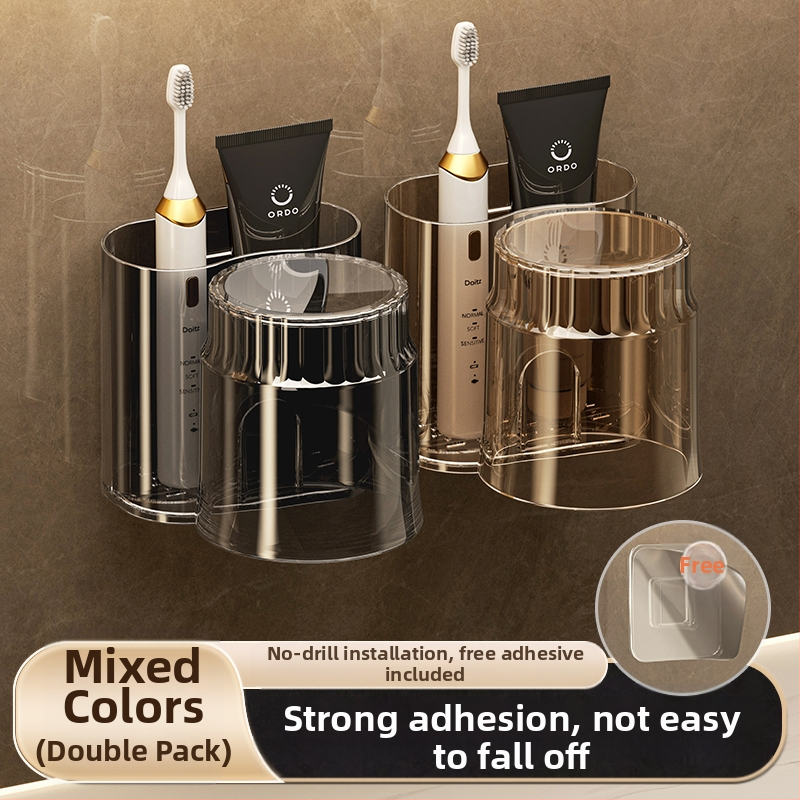 Modernus paprastas elektrinis dantų šepetėlių laikymo stovas, dantų puodelių laikiklis, pakabinamas ant sienos, tualeto plovimo puodelis, burnos skalavimo puodelis, dantų bakelio stovas