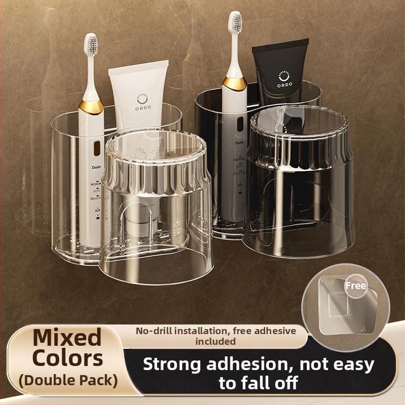 Modernus paprastas elektrinis dantų šepetėlių laikymo stovas, dantų puodelių laikiklis, pakabinamas ant sienos, tualeto plovimo puodelis, burnos skalavimo puodelis, dantų bakelio stovas