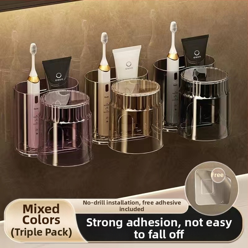 Modernus paprastas elektrinis dantų šepetėlių laikymo stovas, dantų puodelių laikiklis, pakabinamas ant sienos, tualeto plovimo puodelis, burnos skalavimo puodelis, dantų bakelio stovas