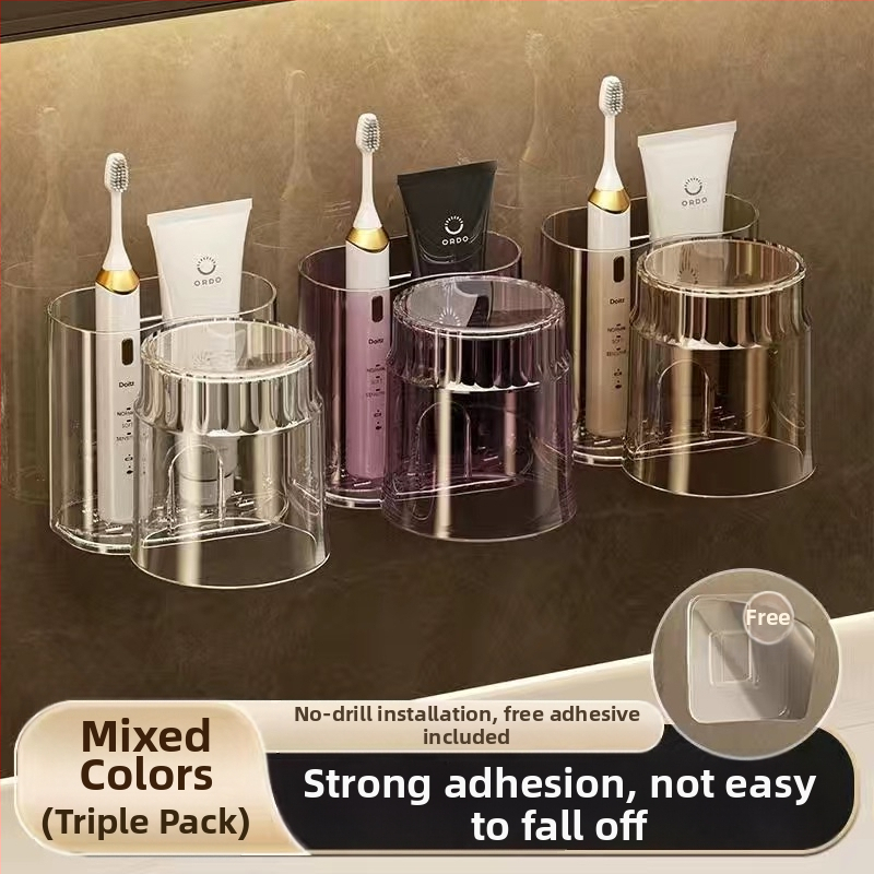 Modernus paprastas elektrinis dantų šepetėlių laikymo stovas, dantų puodelių laikiklis, pakabinamas ant sienos, tualeto plovimo puodelis, burnos skalavimo puodelis, dantų bakelio stovas