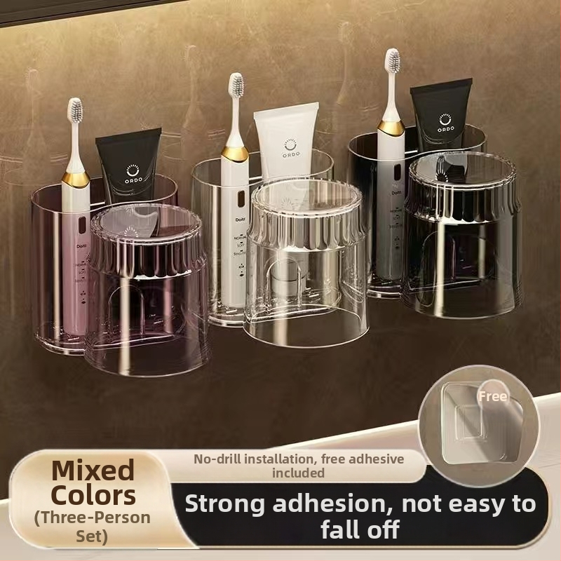 Modernus paprastas elektrinis dantų šepetėlių laikymo stovas, dantų puodelių laikiklis, pakabinamas ant sienos, tualeto plovimo puodelis, burnos skalavimo puodelis, dantų bakelio stovas