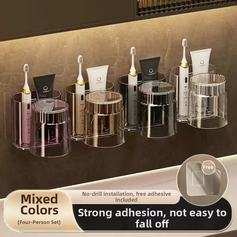 Modernus paprastas elektrinis dantų šepetėlių laikymo stovas, dantų puodelių laikiklis, pakabinamas ant sienos, tualeto plovimo puodelis, burnos skalavimo puodelis, dantų bakelio stovas