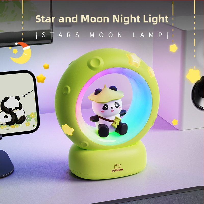 Darček pre udalosť, astronaut, zbieranie hviezd a mesiaca, nočné svetlo, nabíjanie cez USB, panda, tlieskajúce svetlo, RGB atmosféra, spánkové svetlo