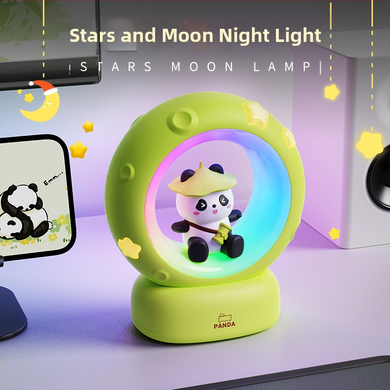 Darček pre udalosť, astronaut, zbieranie hviezd a mesiaca, nočné svetlo, nabíjanie cez USB, panda, tlieskajúce svetlo, RGB atmosféra, spánkové svetlo