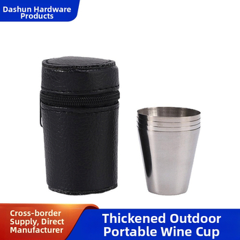 Фабрична доставка през граница 30 мл преносима къмпинг чаша за бяло вино от неръждаема стомана с капак за чаша