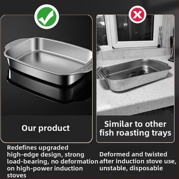 Roostevabast terasest paksendatud grillitud kalataldrik induktsioonpliidi küpsetusplaat ristkülikukujuline taldrik grill mereannid vähid lame kaubanduslik taldrik
