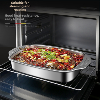 Roostevabast terasest paksendatud grillitud kalataldrik induktsioonpliidi küpsetusplaat ristkülikukujuline taldrik grill mereannid vähid lame kaubanduslik taldrik