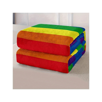 Vikerkaaretekk, topelt flanelltekk, värviline vikerkaaretriibuline fliistekk, matkadiivan, elutuba, magamistuba, kontoritekk