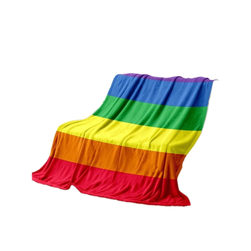 Vaivorykštės spalvos antklodė, dviguba flanelinė antklodė, spalvota vaivorykštės dryžuota vilnonė antklodė, kempingo sofa, svetainė, miegamasis, biuro antklodė