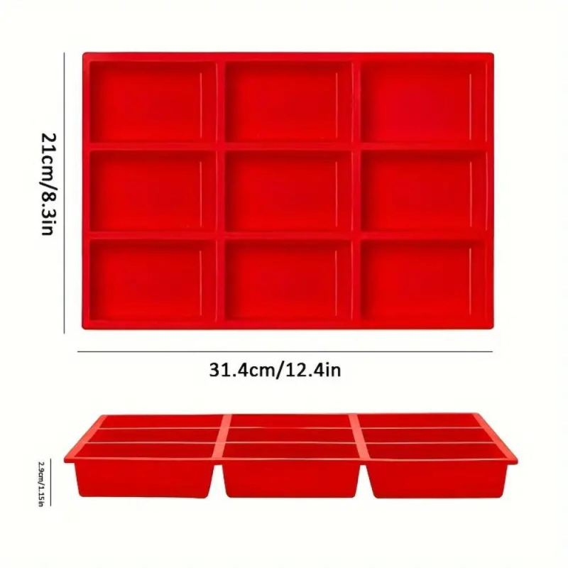 Силиконова форма за сапун „Направи си сам“ с 9 връзки, правоъгълна силиконова форма за торта с 9 дупки, форма за хляб