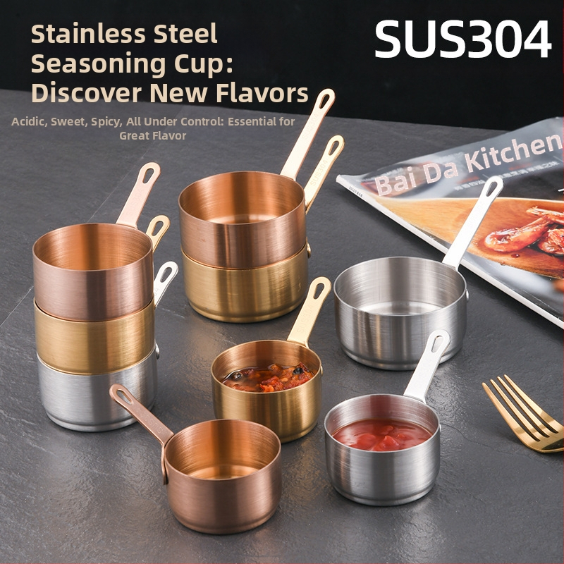 Чаша за сос от неръждаема стомана 304 с чиния за потапяне, западен ресторант, чаша за сос от стек, креативна кофа за доматен сос, прибори за хранене