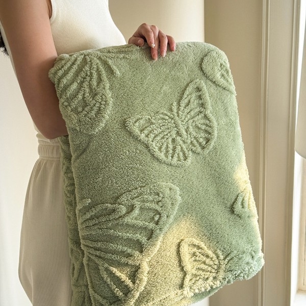 Външнотърговско трансгранично кадифено одеяло с плътен цвят, жакардово многофункционално одеяло с жакардова пеперуда, удобно меко одеяло на едро