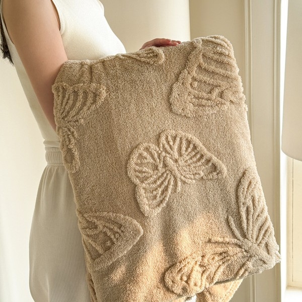 Външнотърговско трансгранично кадифено одеяло с плътен цвят, жакардово многофункционално одеяло с жакардова пеперуда, удобно меко одеяло на едро