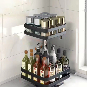 Virtuvės prieskonių lentynėlė aliejui, druskai, padažui, actui, daugiafunkcinė, 360° besisukanti, patogi sandėliavimo vieta