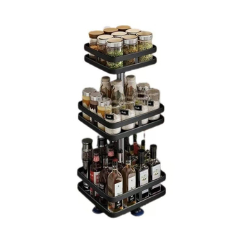 Virtuvės prieskonių lentynėlė aliejui, druskai, padažui, actui, daugiafunkcinė, 360° besisukanti, patogi sandėliavimo vieta