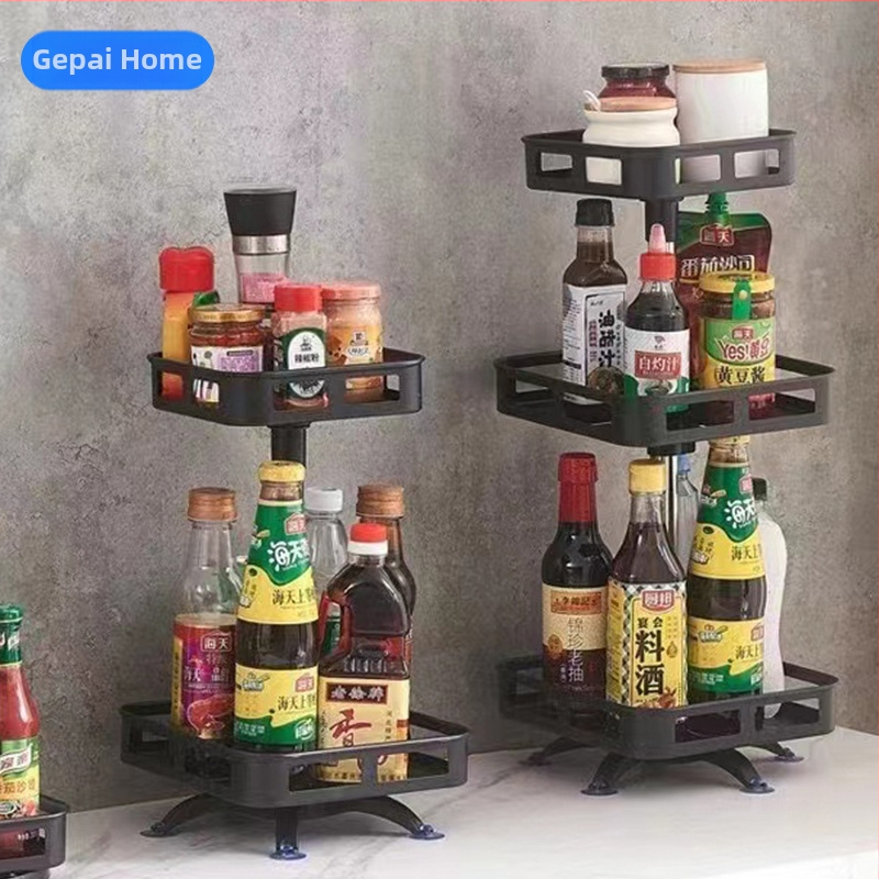 Virtuvės prieskonių lentynėlė aliejui, druskai, padažui, actui, daugiafunkcinė, 360° besisukanti, patogi sandėliavimo vieta