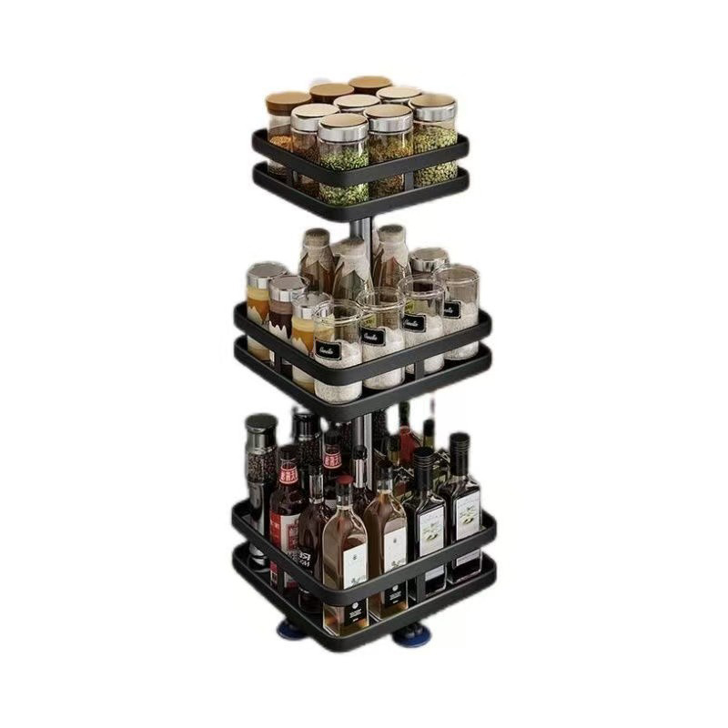 Virtuvės prieskonių lentynėlė aliejui, druskai, padažui, actui, daugiafunkcinė, 360° besisukanti, patogi sandėliavimo vieta