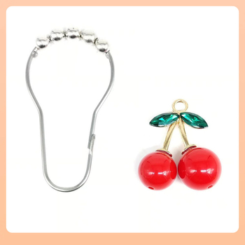 ⇕ Европейска и американска трансгранична кука за завеса за душ с червена череша, декорация за баня, прът за завеса за душ, антикорозионна с топка, кука за завеса за душ