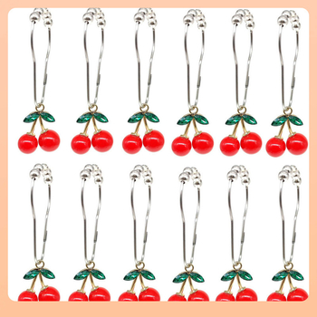 ⇕ Европейска и американска трансгранична кука за завеса за душ с червена череша, декорация за баня, прът за завеса за душ, антикорозионна с топка, кука за завеса за душ