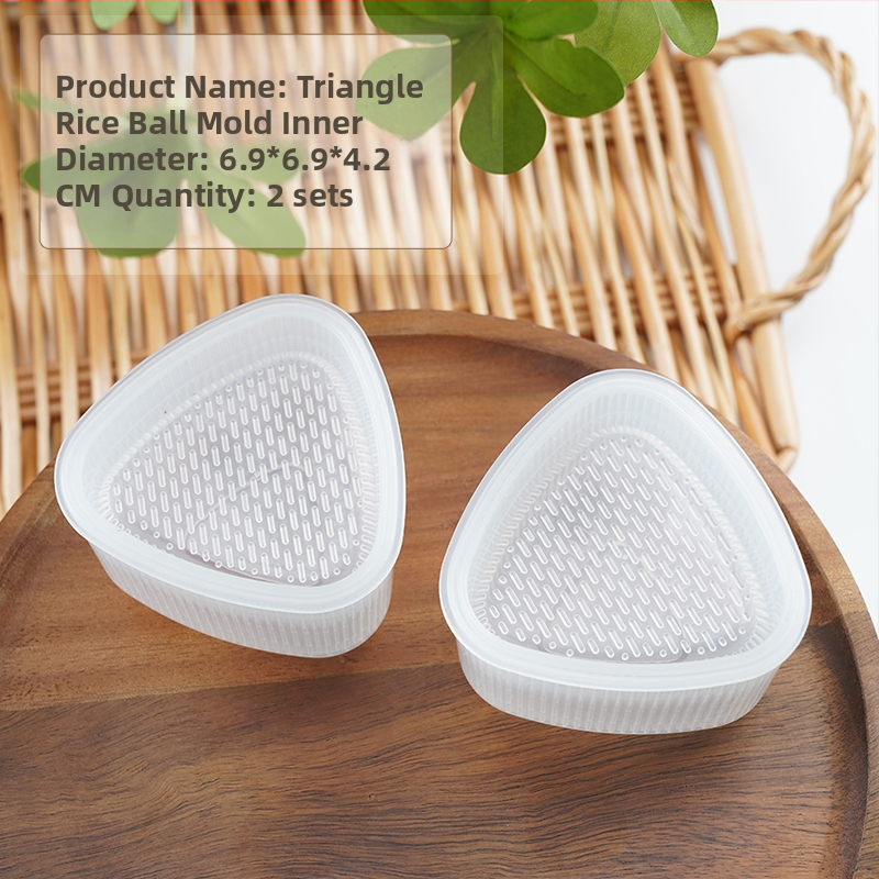 Dvisluoksnis trikampis ryžių kamuoliukų pakavimo maišelis, pusiau supjaustyti jūros dumbliai, rankomis susukta suši pakuotė, lengvai plyštanti ir nerasojanti, japoniško stiliaus jūros dumbliais apvyniota akmens masė