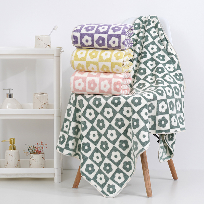 Gėlių vonios rankšluostis, buitinis, itin sugeriantis, nepūkuojantis, koralų vilnos sutirštintas vonios rankšluostis, skirtas porai, „Instagram“ stiliumi