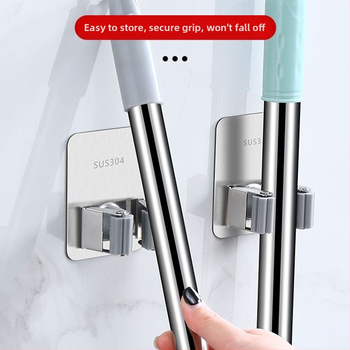 Γάντζος σφουγγαρίστρας από ανοξείδωτο ατσάλι, μη διάτρητος, αποθήκευση τουαλέτας, αυτοκόλλητο γάντζο, κρεμάστρα σκούπας, ισχυρή κόλλα, κρεμαστό τοίχου