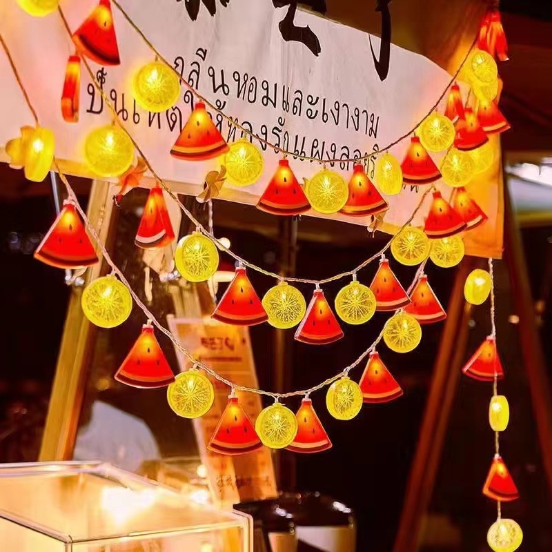 Εξωτερικά φώτα ατμόσφαιρας νυχτερινής αγοράς σε σχήμα στεφάνου, διακοσμητικά φώτα για μπουκάλια μπύρας, δίχτυ κόκκινο, διάταξη κορμού, μπάρμπεκιου, κρεμαστά φώτα καταστήματος