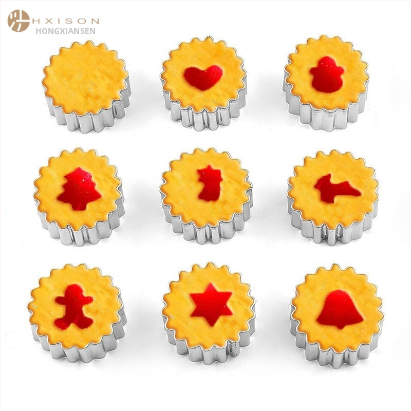 Комплект от 9 форми за коледни бисквитки от неръждаема стомана, форма за бисквитки с конфитюр Fontaine, форма за великденски сладкиш с захар, изрязана форма за джинджифилово човече