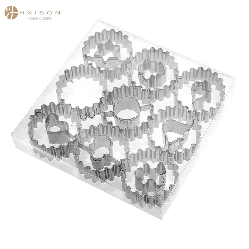 Комплект от 9 форми за коледни бисквитки от неръждаема стомана, форма за бисквитки с конфитюр Fontaine, форма за великденски сладкиш с захар, изрязана форма за джинджифилово човече