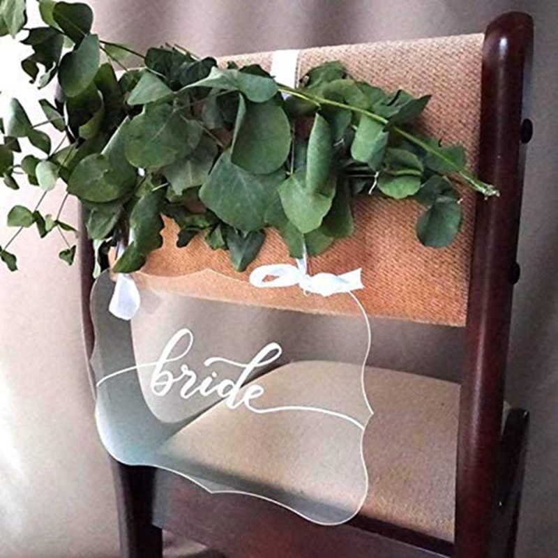 DIY priehľadný akrylový svadobný zoznam svadobný prívesok stôl a stolička logo svadobná domáca párty dekorácia zoznam