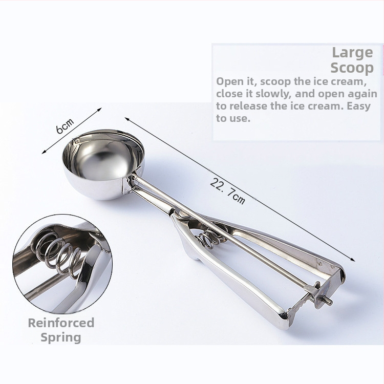 „Amazon“ naujo stiliaus šaukštas, sutirštintas nerūdijančio plieno ledų šaukštas, ledų matavimo šaukštas, vaisių rutuliukų kastuvas, tarpvalstybinis ledų šaukštas