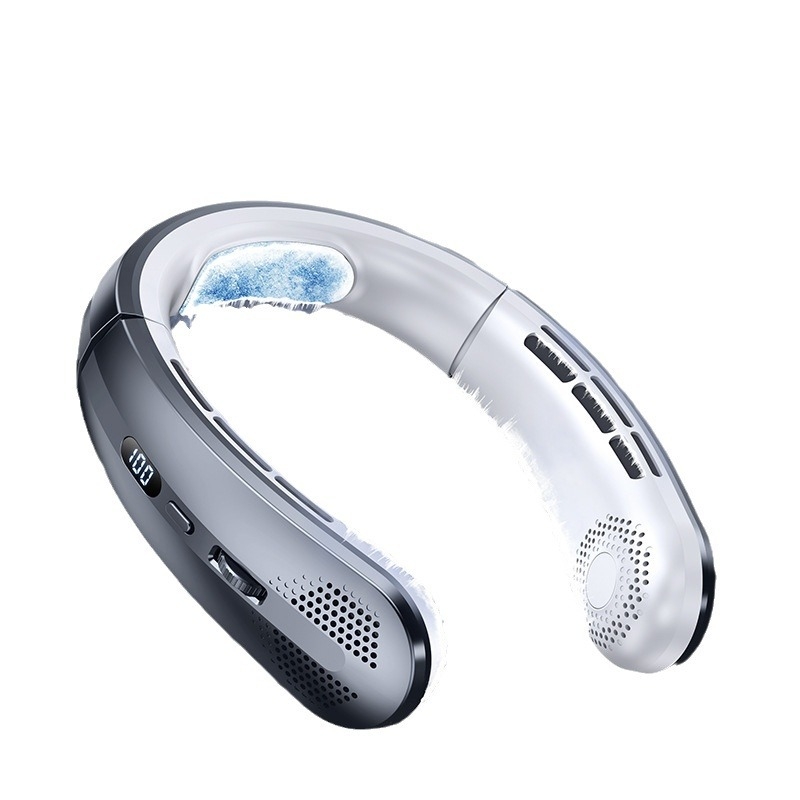 Naujo stiliaus skaitmeninis kaklo ventiliatorius studentams, lauko sportui, nešiojamas USB mini pakabinamas ventiliatorius, 100 greičių, mažas ventiliatorius