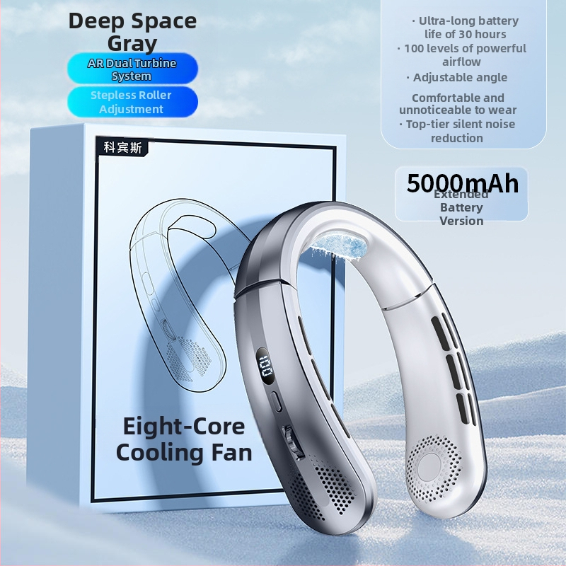 Naujo stiliaus skaitmeninis kaklo ventiliatorius studentams, lauko sportui, nešiojamas USB mini pakabinamas ventiliatorius, 100 greičių, mažas ventiliatorius