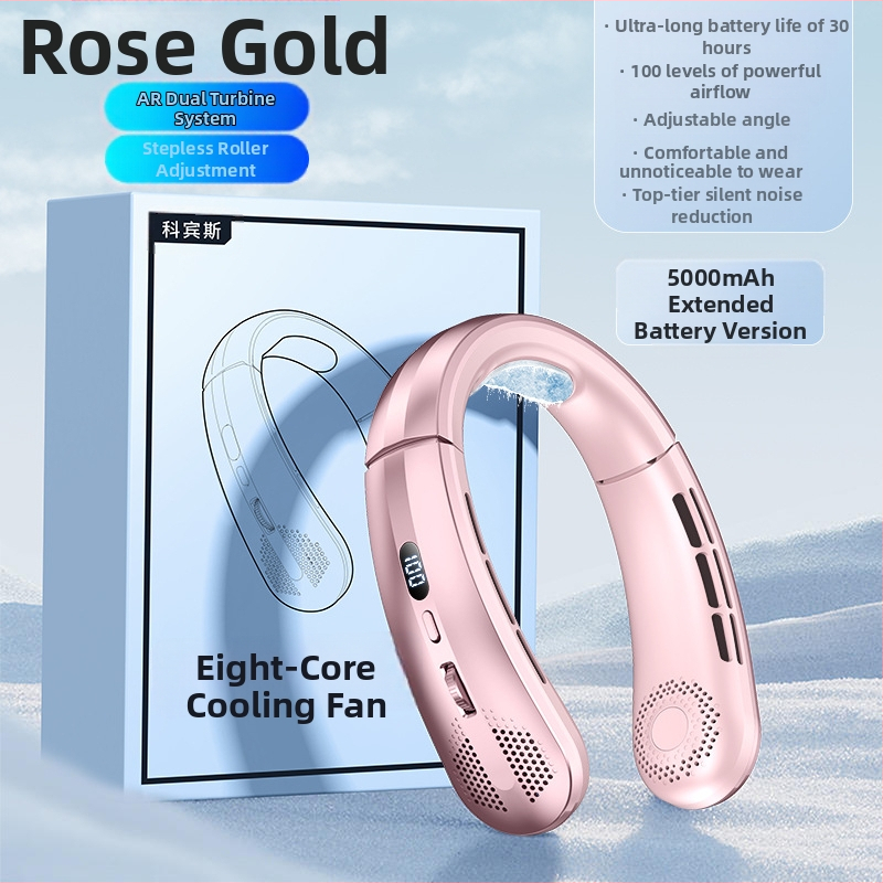 Naujo stiliaus skaitmeninis kaklo ventiliatorius studentams, lauko sportui, nešiojamas USB mini pakabinamas ventiliatorius, 100 greičių, mažas ventiliatorius