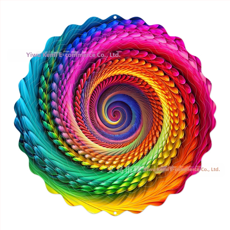 Tarpvalstybinis gamyklinis tiesioginis 3D besisukantis vėjo varpelis, skirtas spalvotam kiemo sodo metaliniam pakabinamam dekoravimui