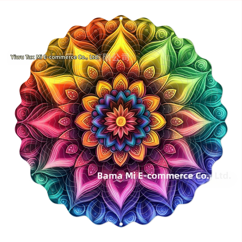 Tarpvalstybinis gamyklinis tiesioginis 3D besisukantis vėjo varpelis, skirtas spalvotam kiemo sodo metaliniam pakabinamam dekoravimui