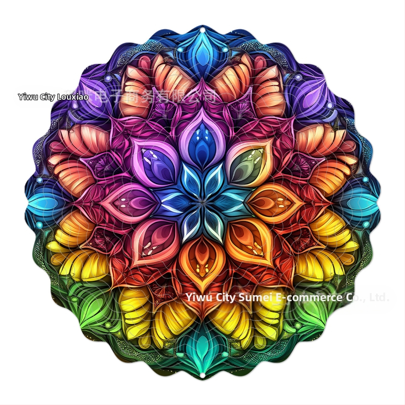 Tarpvalstybinis gamyklinis tiesioginis 3D besisukantis vėjo varpelis, skirtas spalvotam kiemo sodo metaliniam pakabinamam dekoravimui