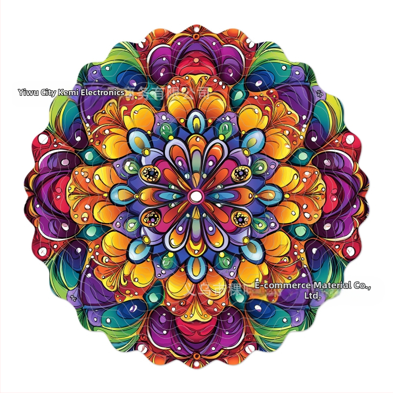 Tarpvalstybinis gamyklinis tiesioginis 3D besisukantis vėjo varpelis, skirtas spalvotam kiemo sodo metaliniam pakabinamam dekoravimui